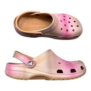 Crocs Classic Color Dip Clogs women's 9 pink beige casual tie dye feminine girly